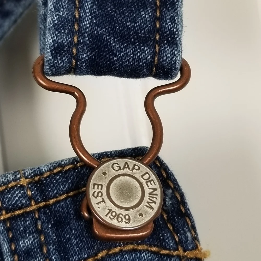 Denim Bib Pinafore Dress Skirtall Gap Kids Small 6/7 Regular Blue Button Front